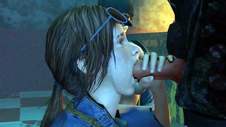 Подруга смотрит, как Элли из вселенной «The Last of Us» сосёт хуй и ебется с барменом!